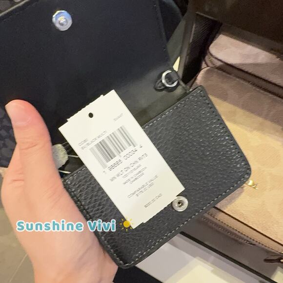 NWT Coach Mini Wallet On A Chain With Rivets CCI80 Silver Black - Picture 4 of 6